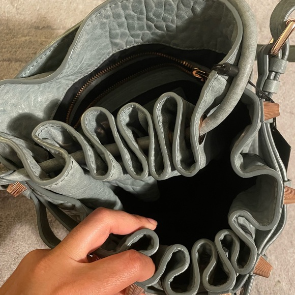 Alexander Wang Diego Gray Pebbled Leather Bucket Bag - Picture 6 of 9